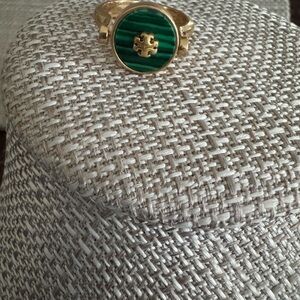 NWOT Tory Burch Green Enamel Gold Spin Ring